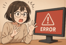 エラーが出てびっくりしている女性