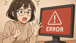 エラーが出てびっくりしている女性