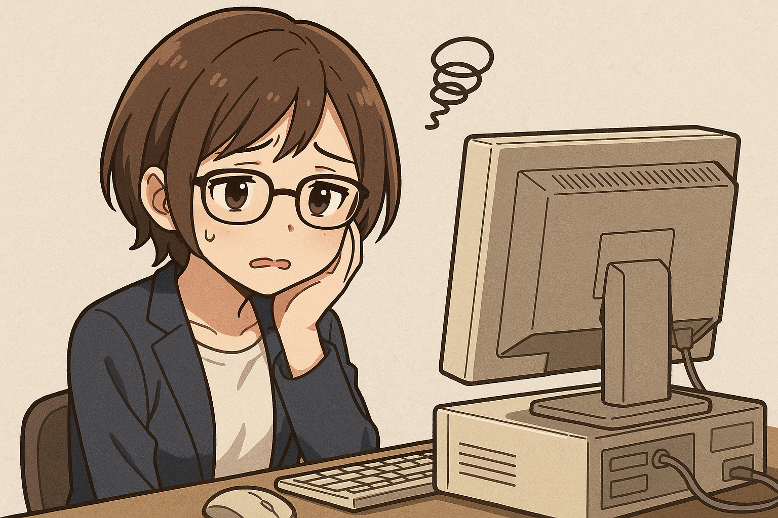 レガシーシステムで困っている女性