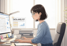 データ集計する女性