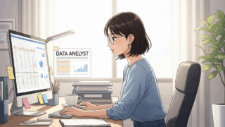 データ集計する女性