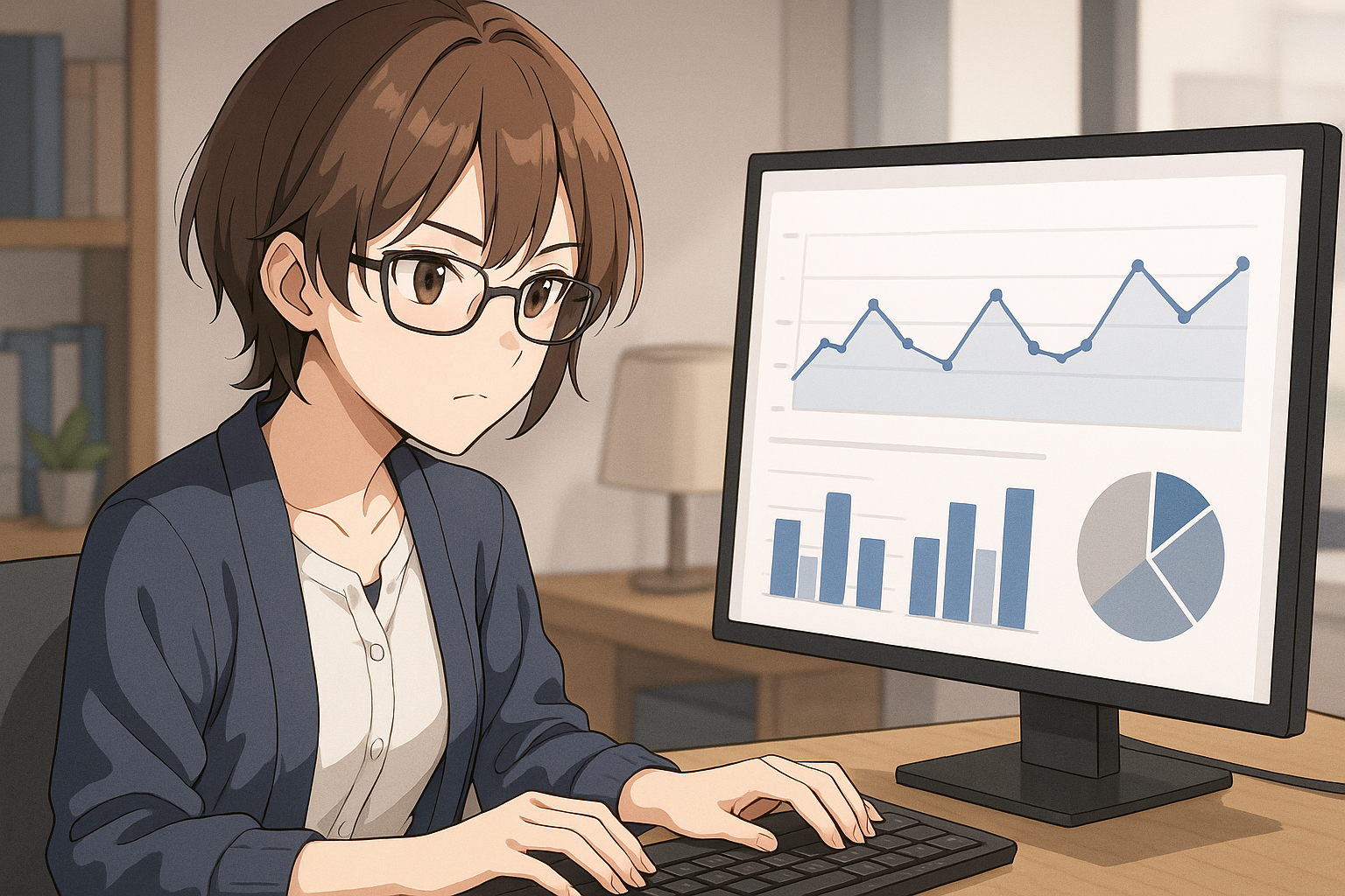 アクセス解析をする女性