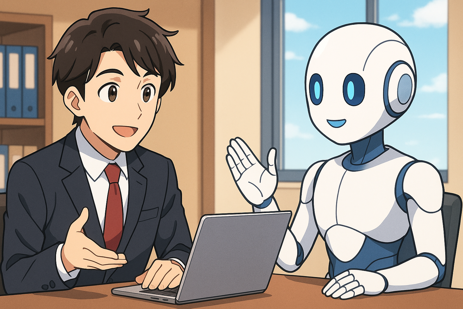 コンサルタントとAIが会話している