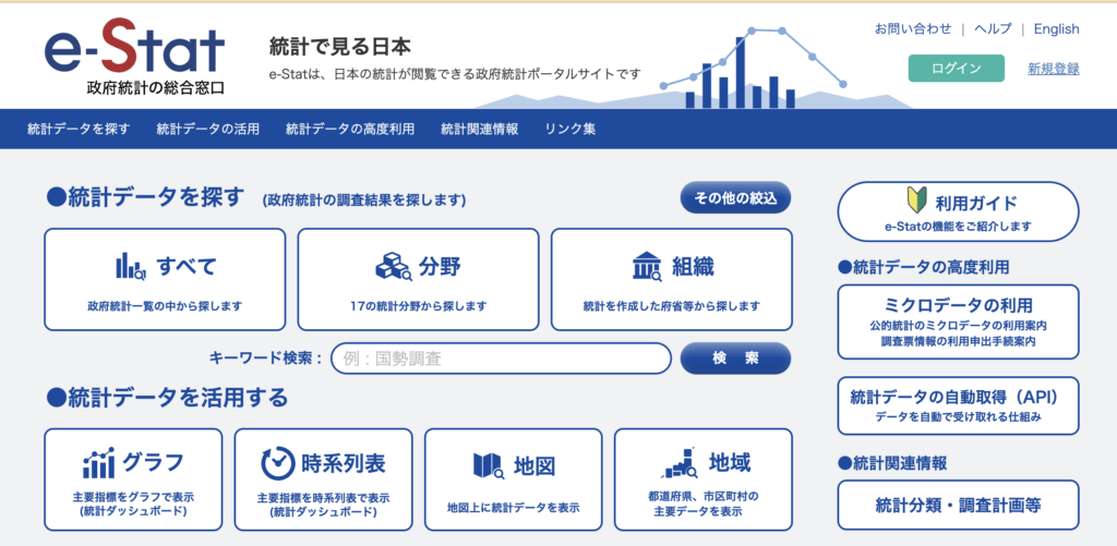 e-StatのTOP画面