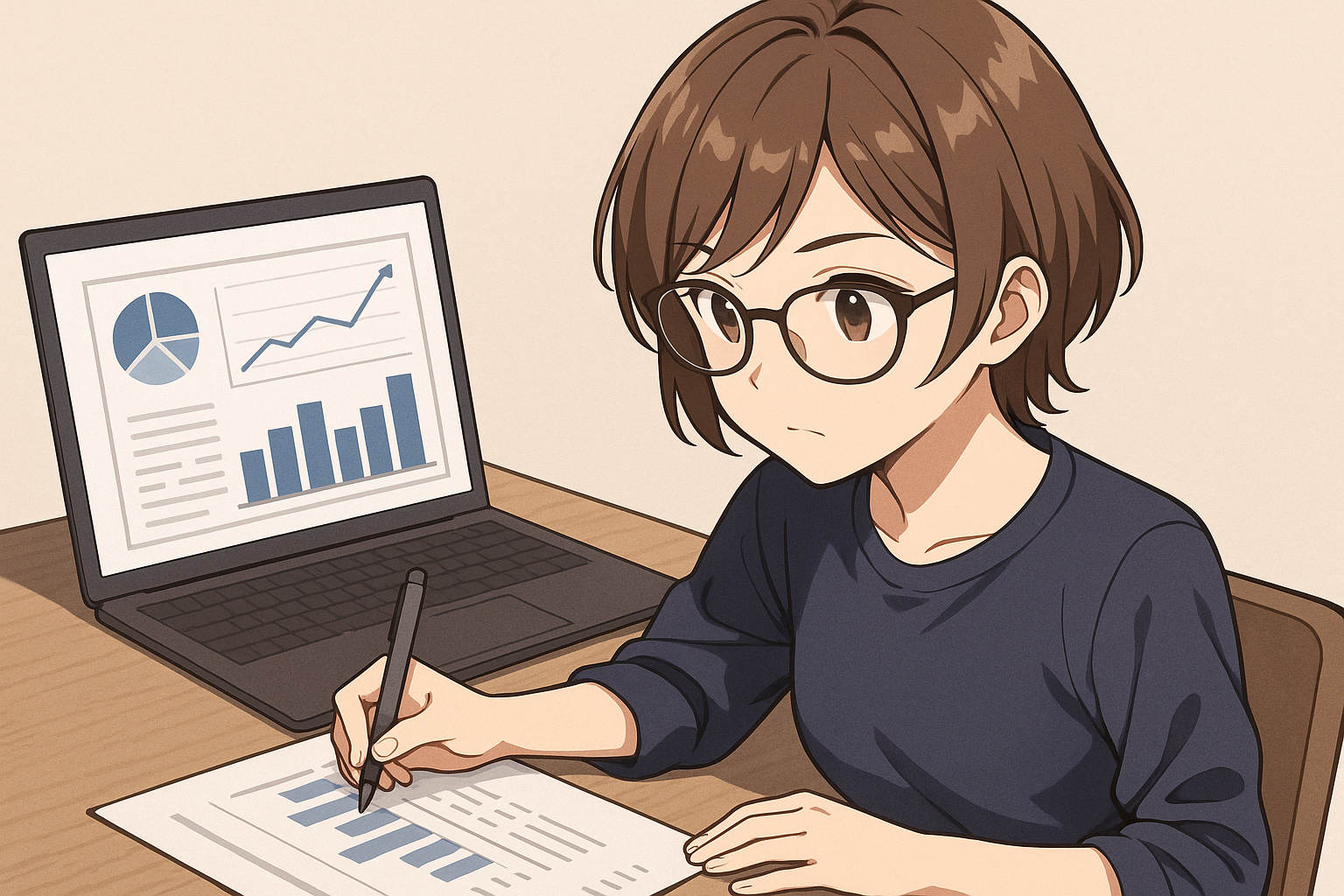 統計データ分析をしている女性