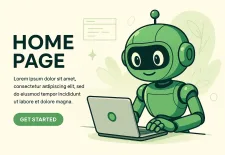ホームページを作っているロボット