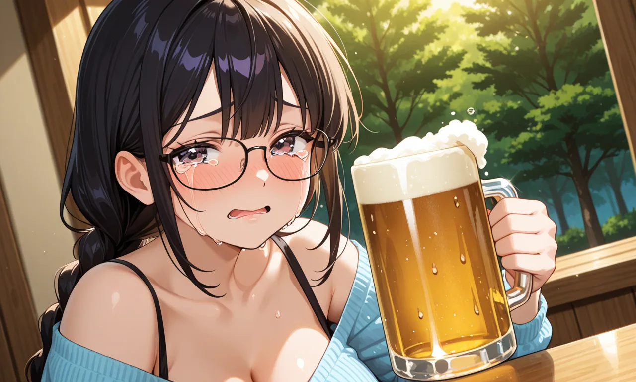 アサヒビールシステム障害で泣きながらビールを飲んでいる女子