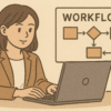 ワークフローを作成している女性