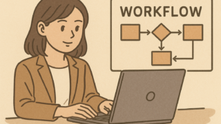 ワークフローを作成している女性