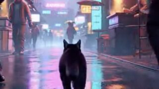 Neo東京を歩く猫