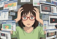 タブを開きすぎてわからなくなっている女性