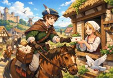 メールを配達する中世ヨーロッパの人