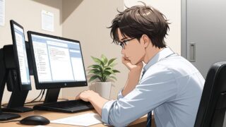 データ分析する男性