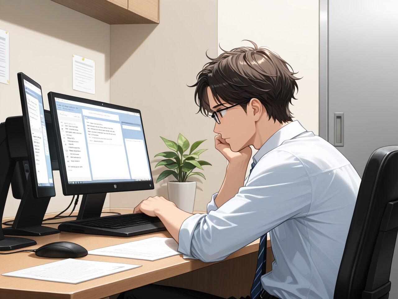 データ分析する男性