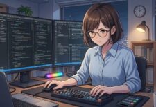 バイブコーディングしている女性