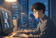 デザインツールを使っている男性