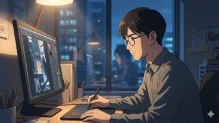 デザインツールを使っている男性