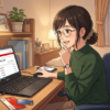銀行口座をチェックする女性