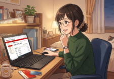 銀行口座をチェックする女性