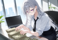 お金を数えている社員