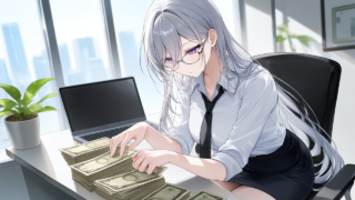 お金を数えている社員