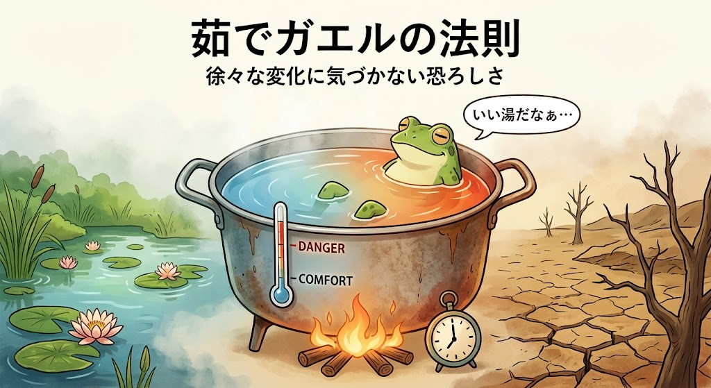茹でガエルの法則の1枚絵
